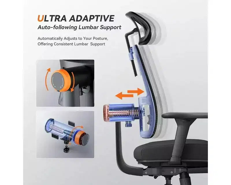 Chaise ergonomique Newtral avec repose-pieds - Chaise de bureau à domicile avec support lombaire, accoudoirs 4D, profondeur et hauteur d'assise réglables - MAGICH-BP+LAPD-BLACK