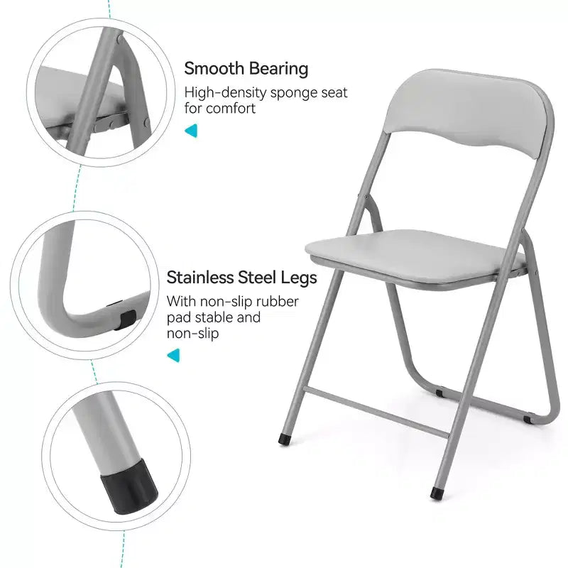 Lot de 4 chaises pliantes portables en métal GustoWave avec coussin pour l'extérieur et l'intérieur, pieds antidérapants, chaises empilables en métal