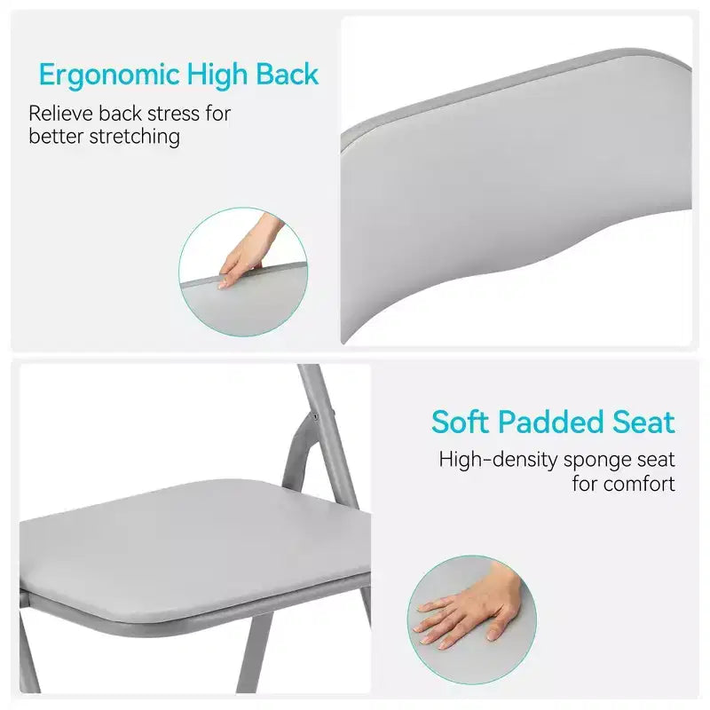 Lot de 4 chaises pliantes portables en métal GustoWave avec coussin pour l'extérieur et l'intérieur, pieds antidérapants, chaises empilables en métal