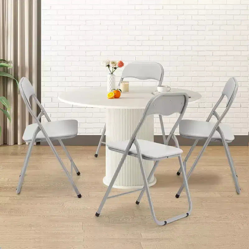 Lot de 4 chaises pliantes portables en métal GustoWave avec coussin pour l'extérieur et l'intérieur, pieds antidérapants, chaises empilables en métal