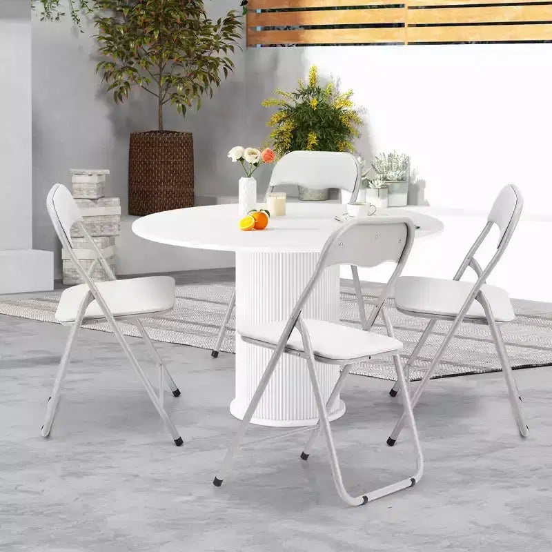 Lot de 4 chaises pliantes portables en métal GustoWave avec coussin pour l'extérieur et l'intérieur, pieds antidérapants, chaises empilables en métal