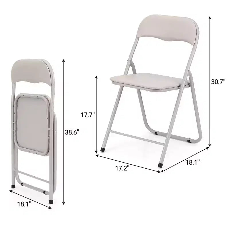 Lot de 4 chaises pliantes portables en métal GustoWave avec coussin pour l'extérieur et l'intérieur, pieds antidérapants, chaises empilables en métal