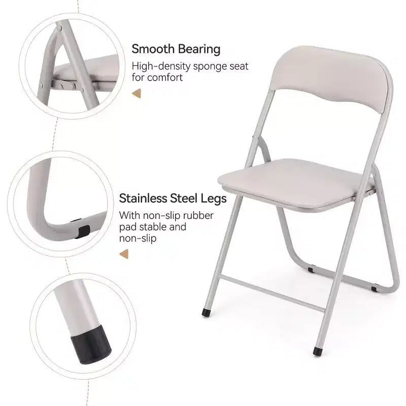Lot de 4 chaises pliantes portables en métal GustoWave avec coussin pour l'extérieur et l'intérieur, pieds antidérapants, chaises empilables en métal