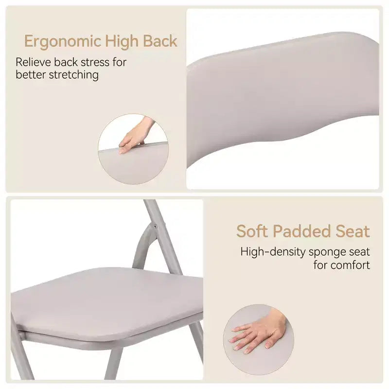 Lot de 4 chaises pliantes portables en métal GustoWave avec coussin pour l'extérieur et l'intérieur, pieds antidérapants, chaises empilables en métal