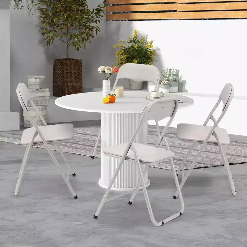 Lot de 4 chaises pliantes portables en métal GustoWave avec coussin pour l'extérieur et l'intérieur, pieds antidérapants, chaises empilables en métal