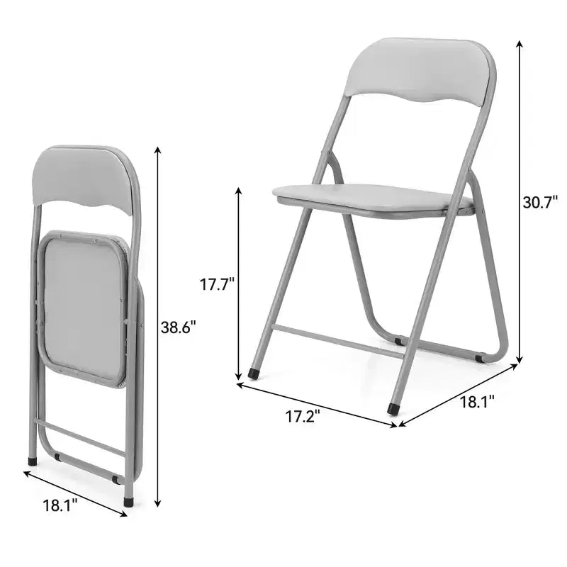 Lot de 4 chaises pliantes portables en métal GustoWave avec coussin pour l'extérieur et l'intérieur, pieds antidérapants, chaises empilables en métal