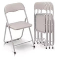GustoWave Portable Metal Folding Chairs 4 Pack with Cushion for Outdoor & Indoor with Non-Slip Feet Pads, Metal Stackable Chairs
