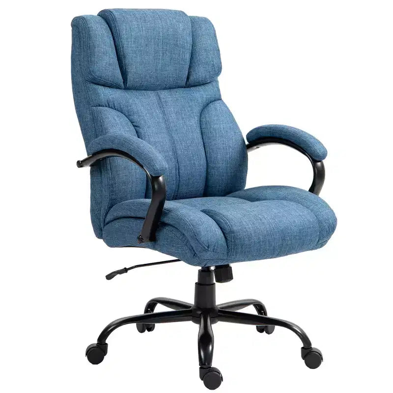 Fauteuil Okak extra large et confortable avec hauteur réglable, chaise de bureau ergonomique avec accoudoirs rembourrés, chaise croisée pour la maison, le bureau