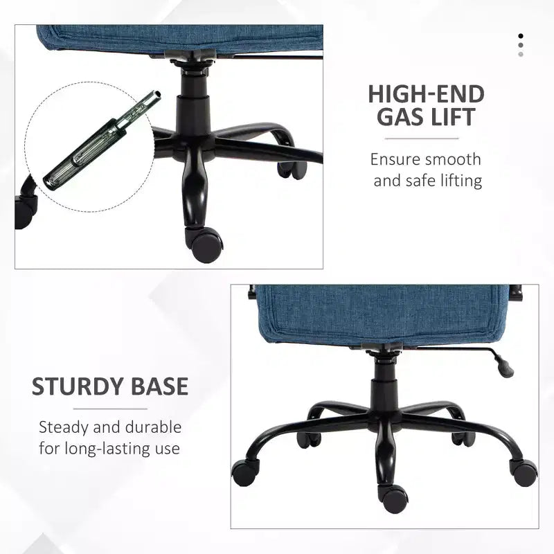 Fauteuil Okak extra large et confortable avec hauteur réglable, chaise de bureau ergonomique avec accoudoirs rembourrés, chaise croisée pour la maison, le bureau