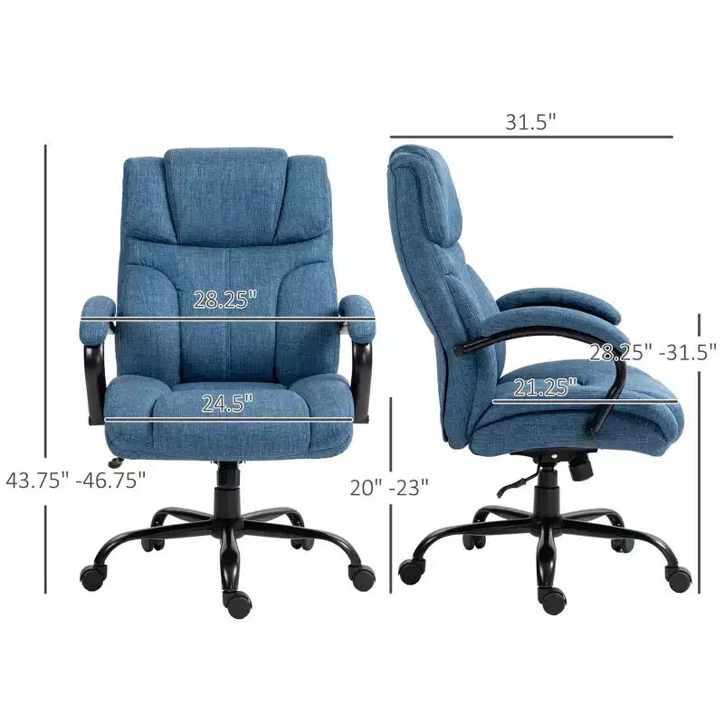 Fauteuil Okak extra large et confortable avec hauteur réglable, chaise de bureau ergonomique avec accoudoirs rembourrés, chaise croisée pour la maison, le bureau