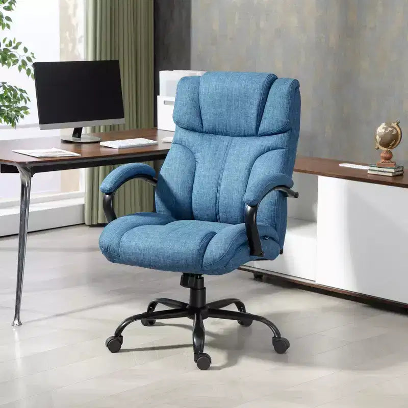 Fauteuil Okak extra large et confortable avec hauteur réglable, chaise de bureau ergonomique avec accoudoirs rembourrés, chaise croisée pour la maison, le bureau