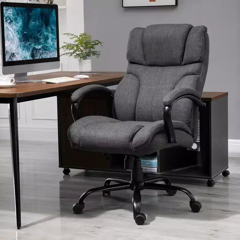 Okak Extra Wide Comfy Chair with Adjustable Height, Ergonomic Office Chair with Padding Armrest, Criss Cross Chair for Home, Office