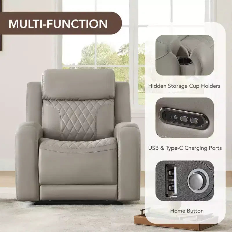 Fauteuil inclinable motorisé deux moteurs en cuir Spruce & Spring avec fonction de mise à plat et appuie-tête motorisé
