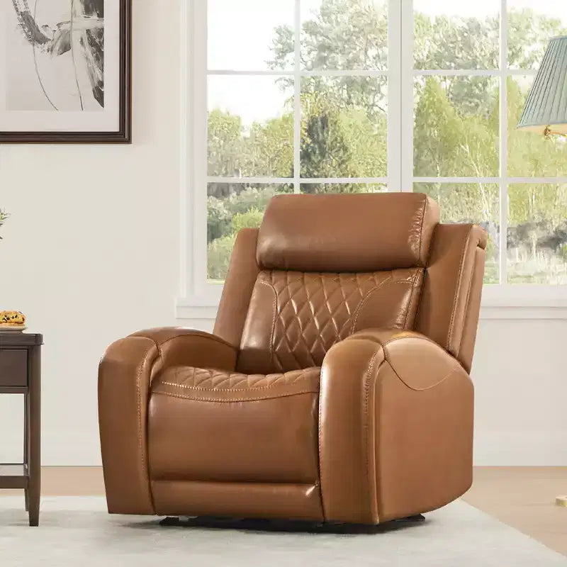 Fauteuil inclinable motorisé deux moteurs en cuir Spruce & Spring avec fonction de mise à plat et appuie-tête motorisé
