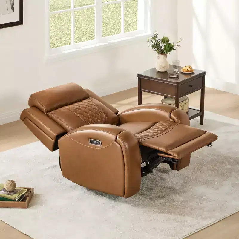 Fauteuil inclinable motorisé deux moteurs en cuir Spruce & Spring avec fonction de mise à plat et appuie-tête motorisé