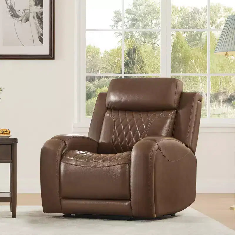 Fauteuil inclinable motorisé deux moteurs en cuir Spruce & Spring avec fonction de mise à plat et appuie-tête motorisé