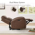 Fauteuil inclinable motorisé deux moteurs en cuir Spruce & Spring avec fonction de mise à plat et appuie-tête motorisé