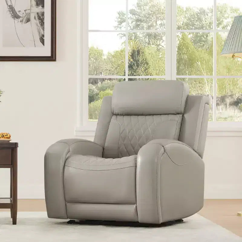 Fauteuil inclinable motorisé deux moteurs en cuir Spruce & Spring avec fonction de mise à plat et appuie-tête motorisé