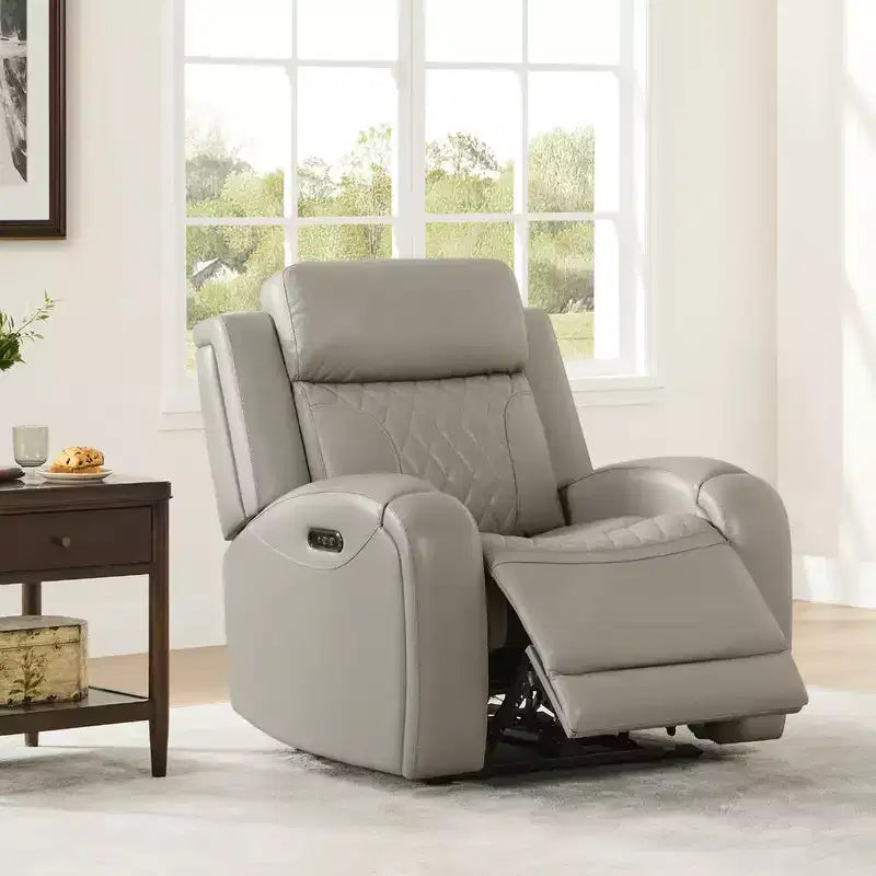 Fauteuil inclinable motorisé deux moteurs en cuir Spruce & Spring avec fonction de mise à plat et appuie-tête motorisé