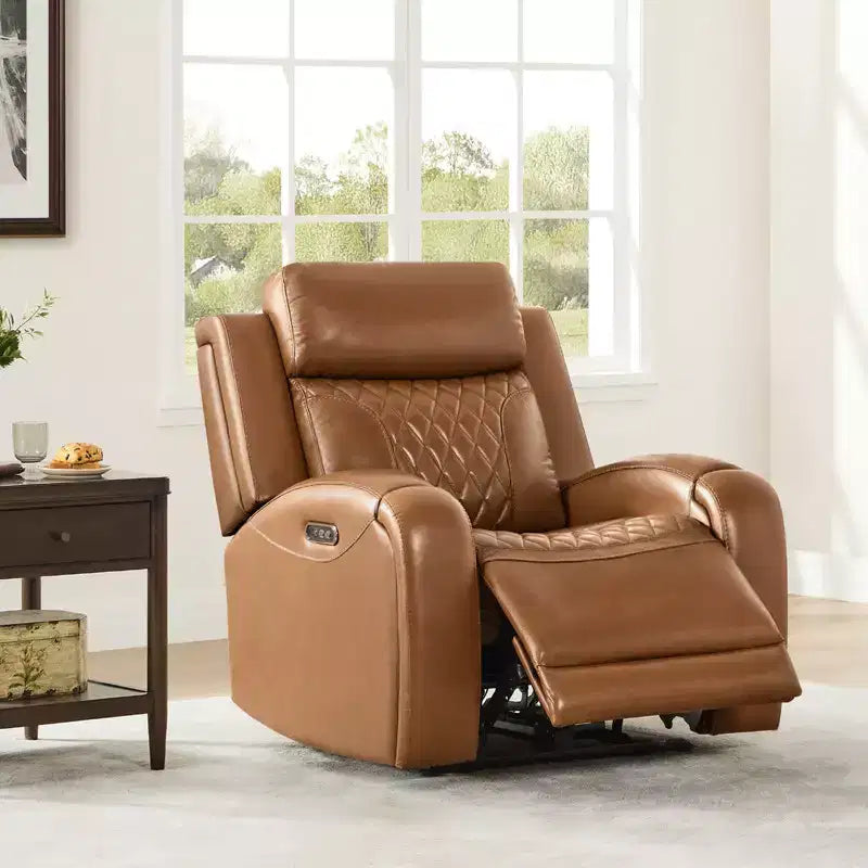 Fauteuil inclinable motorisé deux moteurs en cuir Spruce & Spring avec fonction de mise à plat et appuie-tête motorisé