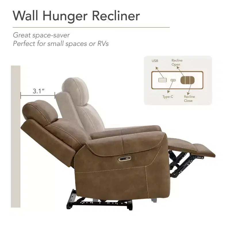 Fauteuil inclinable électrique mural Spruce & Spring avec ports USB