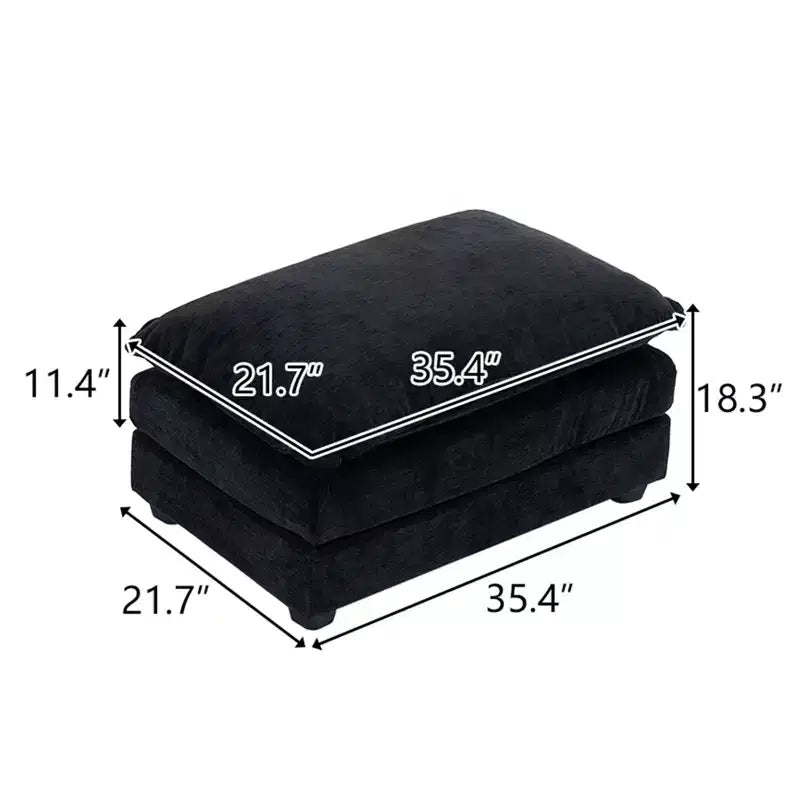 Pouf Karl Home 89,9 cm double coussin en chenille bleue