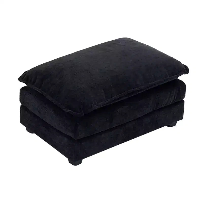 Pouf Karl Home 89,9 cm double coussin en chenille bleue