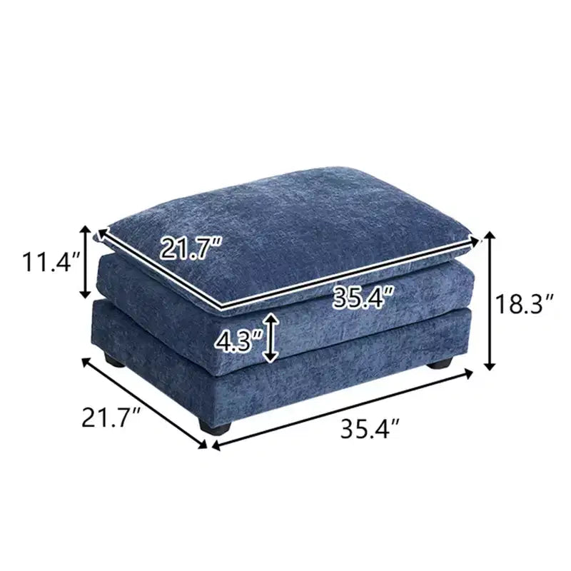 Pouf Karl Home 89,9 cm double coussin en chenille bleue