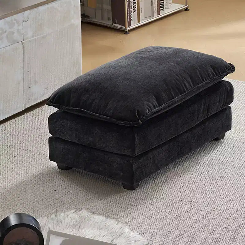 Pouf Karl Home 89,9 cm double coussin en chenille bleue