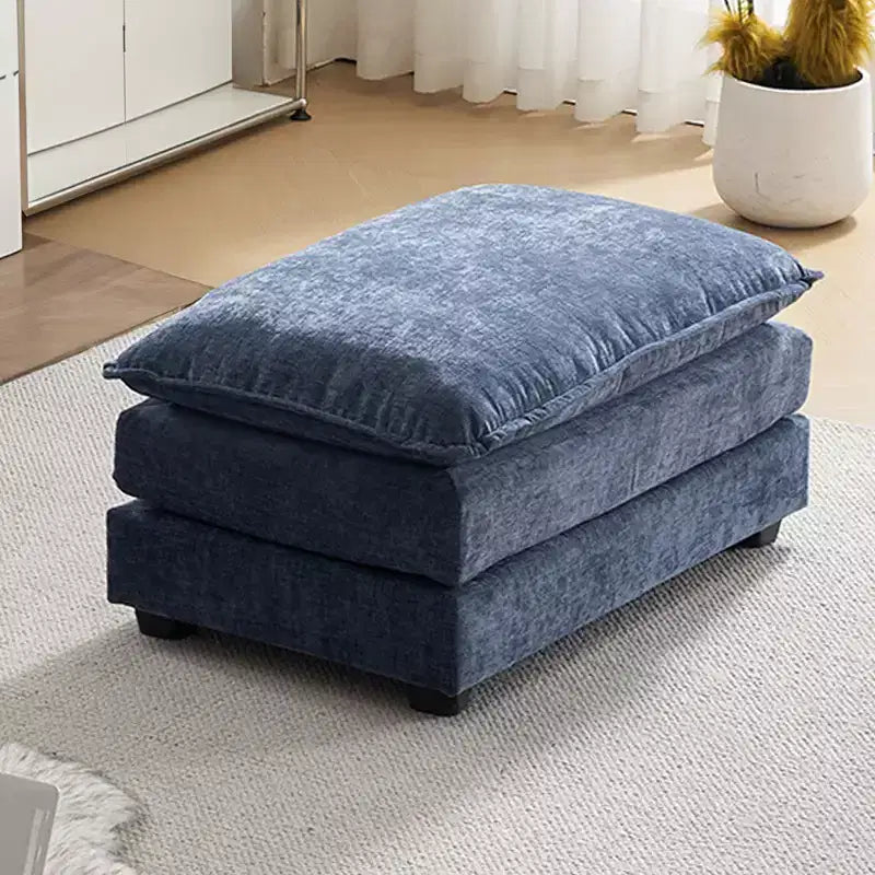 Pouf Karl Home 89,9 cm double coussin en chenille bleue