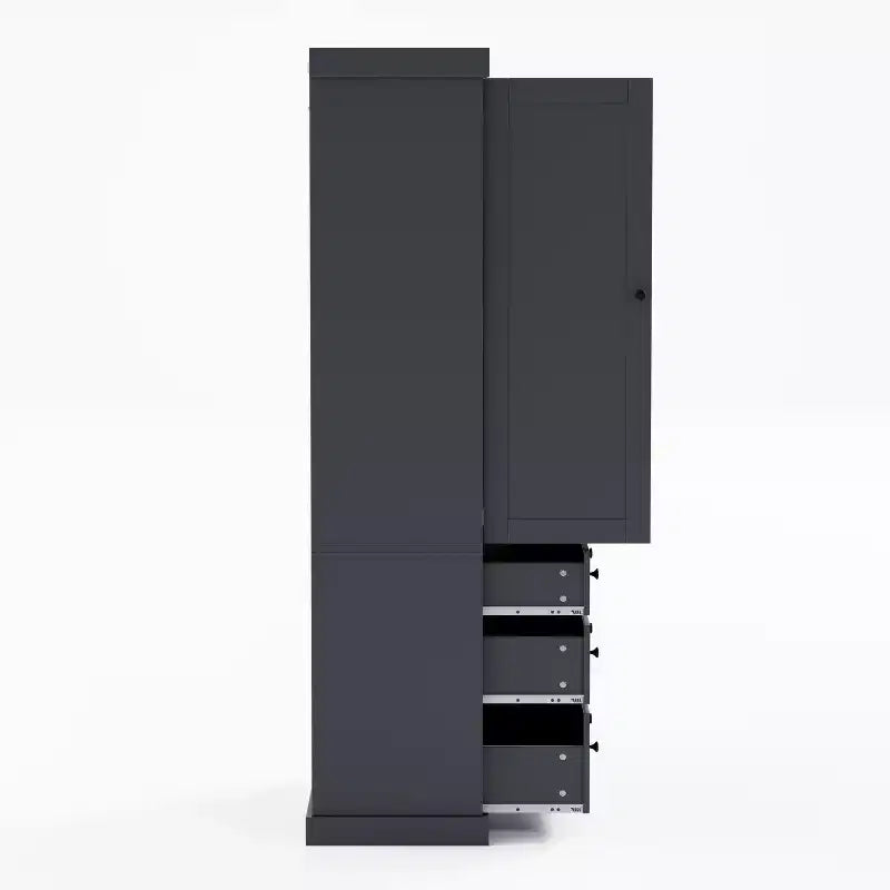 Meuble de rangement Okak 77 pouces, Meuble de cuisine sur pied avec 3 étagères réglables, 8 étagères de porte, 3 tiroirs, Meuble de rangement pour la cuisine