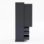 Meuble de rangement Okak 77 pouces, Meuble de cuisine sur pied avec 3 étagères réglables, 8 étagères de porte, 3 tiroirs, Meuble de rangement pour la cuisine