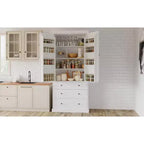 Meuble de rangement Okak 77 pouces, Meuble de cuisine sur pied avec 3 étagères réglables, 8 étagères de porte, 3 tiroirs, Meuble de rangement pour la cuisine