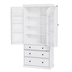 Meuble de rangement Okak 77 pouces, Meuble de cuisine sur pied avec 3 étagères réglables, 8 étagères de porte, 3 tiroirs, Meuble de rangement pour la cuisine