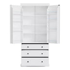 Meuble de rangement Okak 77 pouces, Meuble de cuisine sur pied avec 3 étagères réglables, 8 étagères de porte, 3 tiroirs, Meuble de rangement pour la cuisine