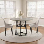 Table à manger ronde COZONY pour 4 personnes, table de cuisine de ferme de 38,6 po avec plateau en bois et base en métal, étagère de rangement, table de salle à manger rustique (table uniquement)