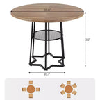 Table à manger ronde COZONY pour 4 personnes, table de cuisine de ferme de 38,6 po avec plateau en bois et base en métal, étagère de rangement, table de salle à manger rustique (table uniquement)
