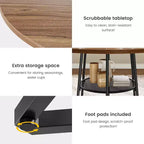 Table à manger ronde COZONY pour 4 personnes, table de cuisine de ferme de 38,6 po avec plateau en bois et base en métal, étagère de rangement, table de salle à manger rustique (table uniquement)
