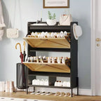 Meuble de rangement pour chaussures Coolmee pour entrée, organisateur de chaussures avec 2 tiroirs basculants, meuble de rangement étroit autoportant pour entrée