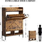Meuble de rangement pour chaussures Coolmee pour entrée, organisateur de chaussures avec 2 tiroirs basculants, meuble de rangement étroit autoportant pour entrée