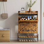 Meuble de rangement pour chaussures Coolmee pour entrée, organisateur de chaussures avec 2 tiroirs basculants, meuble de rangement étroit autoportant pour entrée