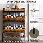 Meuble de rangement pour chaussures Coolmee pour entrée, organisateur de chaussures avec 2 tiroirs basculants, meuble de rangement étroit autoportant pour entrée