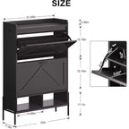 Meuble de rangement pour chaussures Coolmee pour entrée, organisateur de chaussures avec 2 tiroirs basculants, meuble de rangement étroit autoportant pour entrée