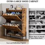 Meuble de rangement pour chaussures Coolmee pour entrée, organisateur de chaussures avec 2 tiroirs basculants, meuble de rangement étroit autoportant pour entrée