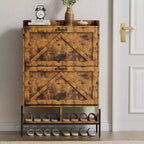Meuble de rangement pour chaussures Coolmee pour entrée, organisateur de chaussures avec 2 tiroirs basculants, meuble de rangement étroit autoportant pour entrée