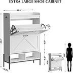 Meuble de rangement pour chaussures Coolmee pour entrée, organisateur de chaussures avec 2 tiroirs basculants, meuble de rangement étroit autoportant pour entrée
