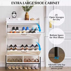 Meuble de rangement pour chaussures Coolmee pour entrée, organisateur de chaussures avec 2 tiroirs basculants, meuble de rangement étroit autoportant pour entrée