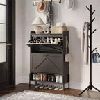 Meuble de rangement pour chaussures Coolmee pour entrée, organisateur de chaussures avec 2 tiroirs basculants, meuble de rangement étroit autoportant pour entrée