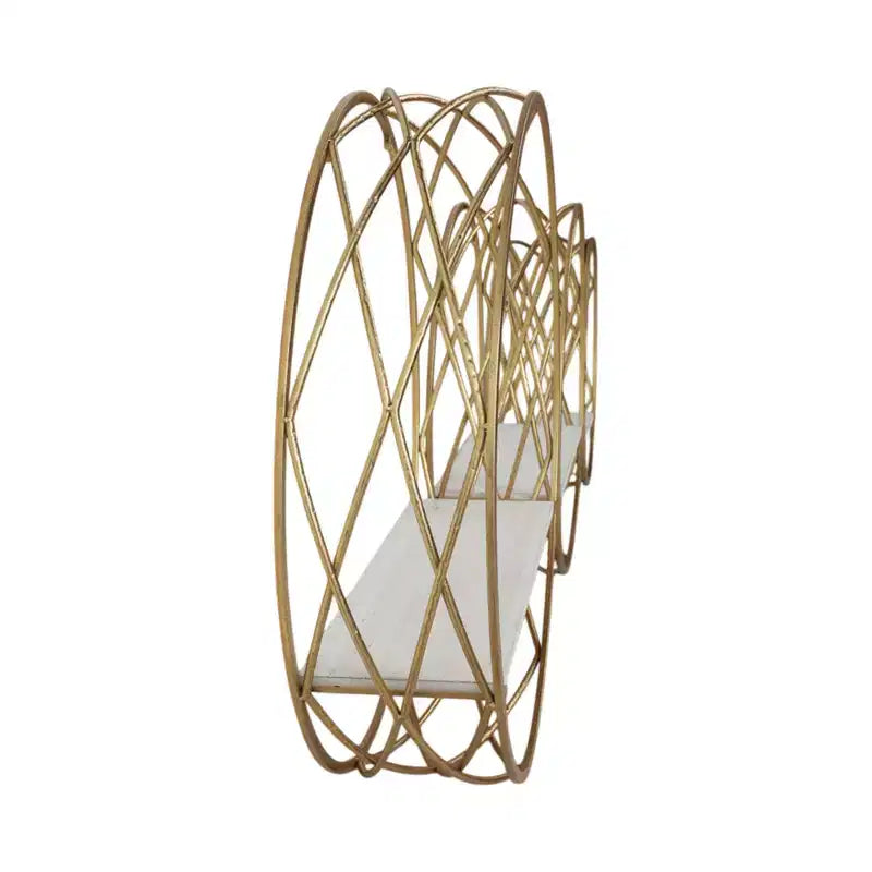 Étagères Murales de Rangement en Métal Moderne - Étagères Flottantes Rondes avec Cadre en Fer et Étagère en Bois - Décoration Maison, Bureau, Chambre - Lot de 3, Blanc