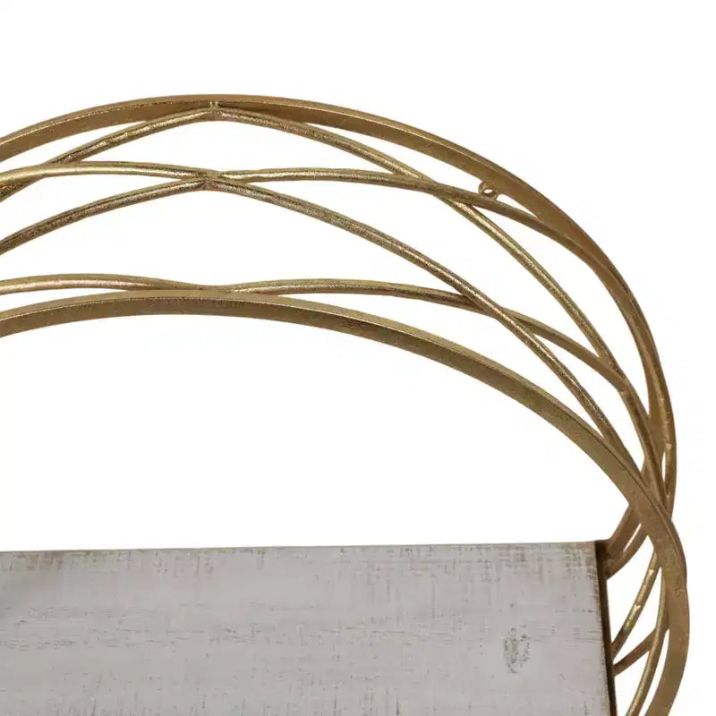 Étagères Murales de Rangement en Métal Moderne - Étagères Flottantes Rondes avec Cadre en Fer et Étagère en Bois - Décoration Maison, Bureau, Chambre - Lot de 3, Blanc